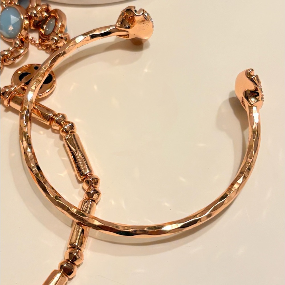 Rose Gold Bracelet Set with Light Blue Stones and Charm - Picture 8 of 11